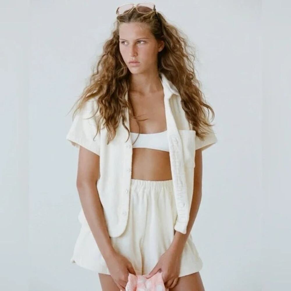 Terry Towelling Cruise Shirt and Shorts Set Giallo Ivory Size S/M